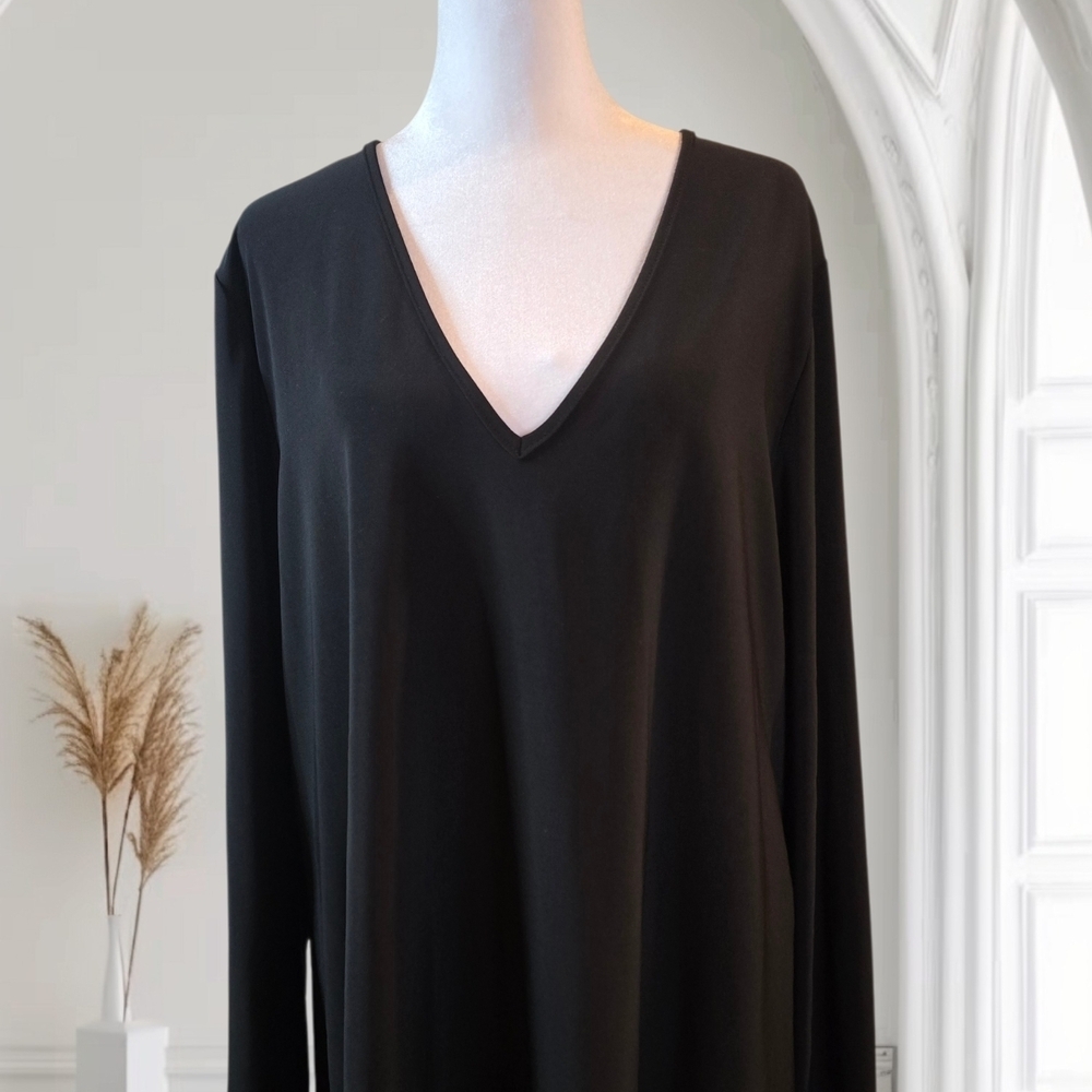 Elegant Franne Golde Black V-Neck Women's Blouse